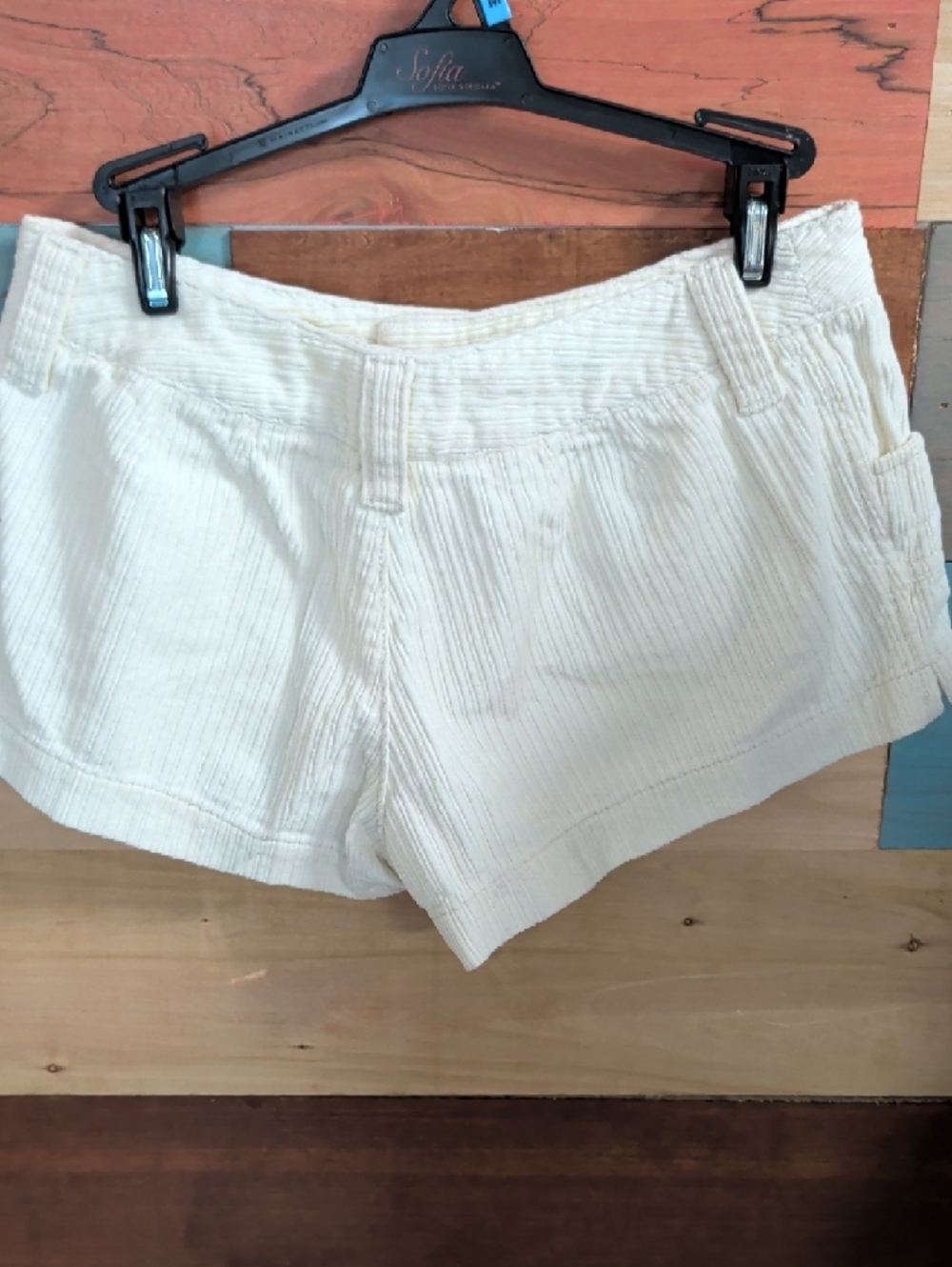 OP Cream Ribbed High-Rise Cotton Blend Shorts - Picture 3 of 3